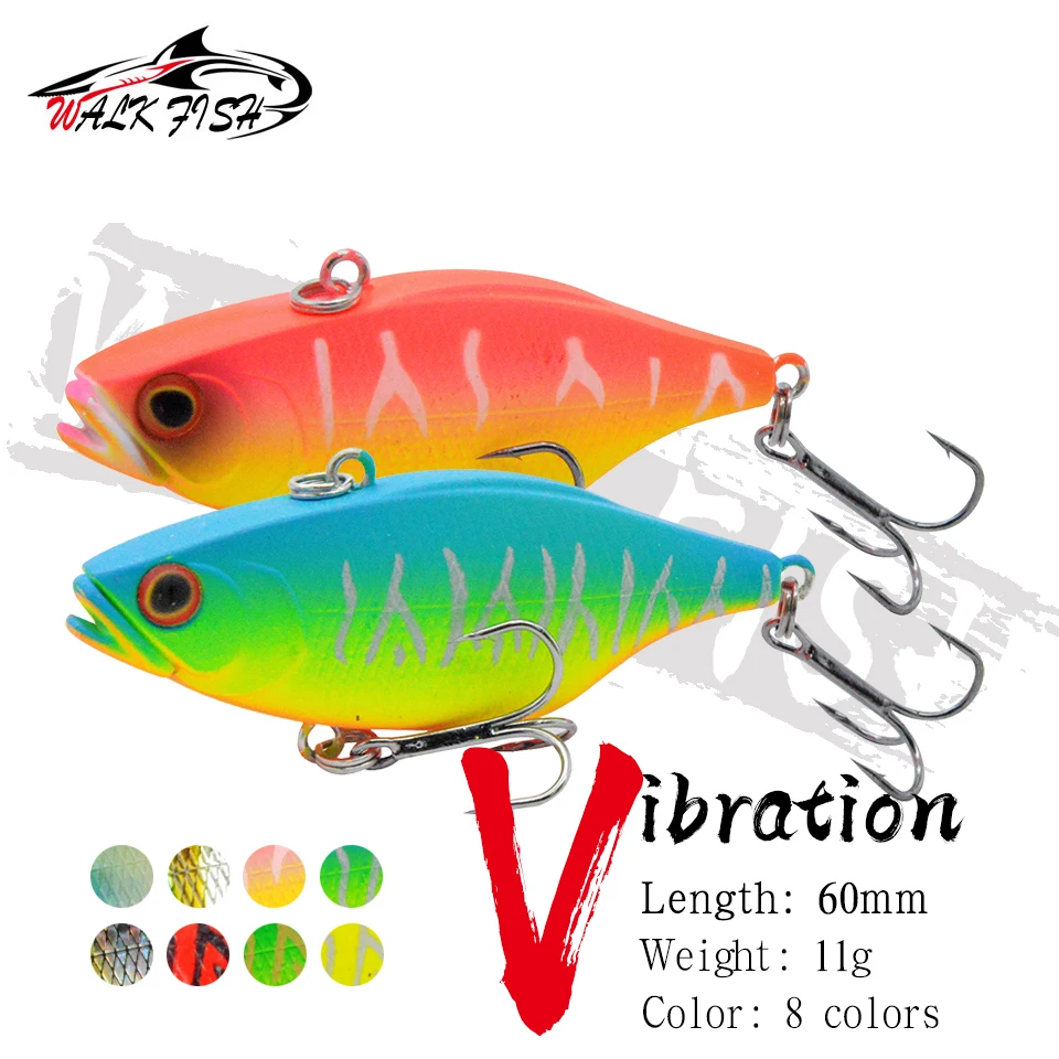 WALK FISH 1PCS Vibration 60mm 11g Long Casting Sinking Fishing Lure VIB Winter Fishing Lipless Hard Bait For Pike Bass