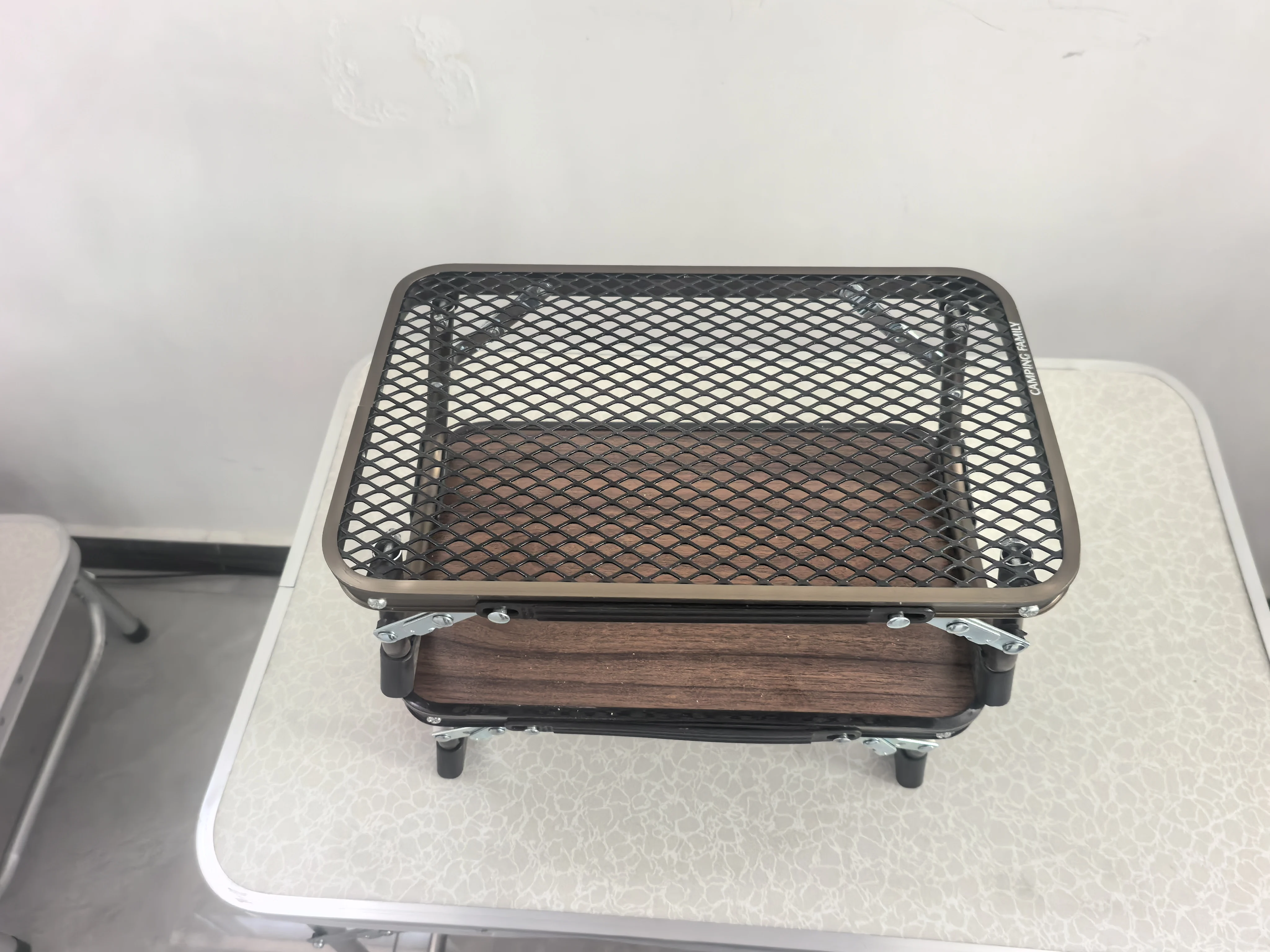 Portable Folding BBQ Camping Table Height‑Adjustable Metal Mesh Top for Picnic Barbecue RV Travel Outdoor Use
