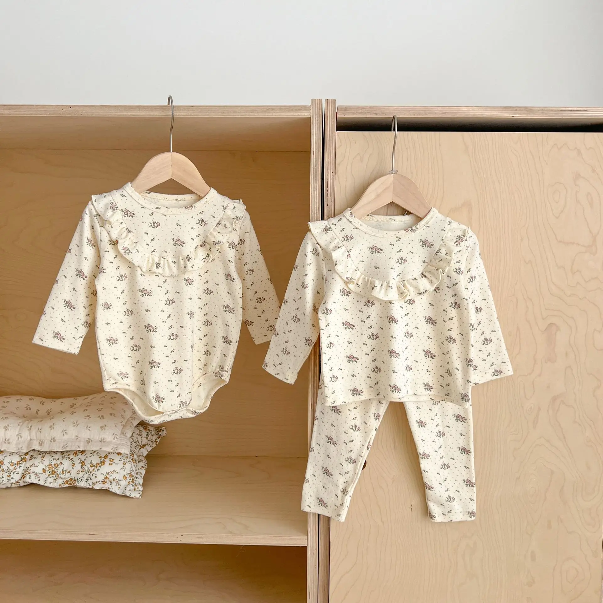 Autumn  Newborn Infant Baby Girls Pants + Tops Floral Suit Cotton Pajamas Rompers Kids Onepiece Fashion Baby Clothing