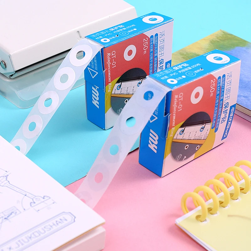 250 paper/Box Hole Punch Protector Labels Self-Adhesive Loose-Leaf Paper Binding Paper Sticker Round Stickers for Office School