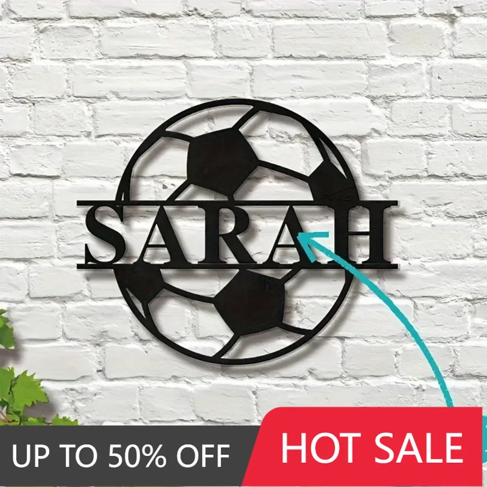 

1PC Custom Bohemian - Inspired Metal Wall Art Sports Theme Personalized Name Tags Ideal Home Decor Wall Sculpture Sign
