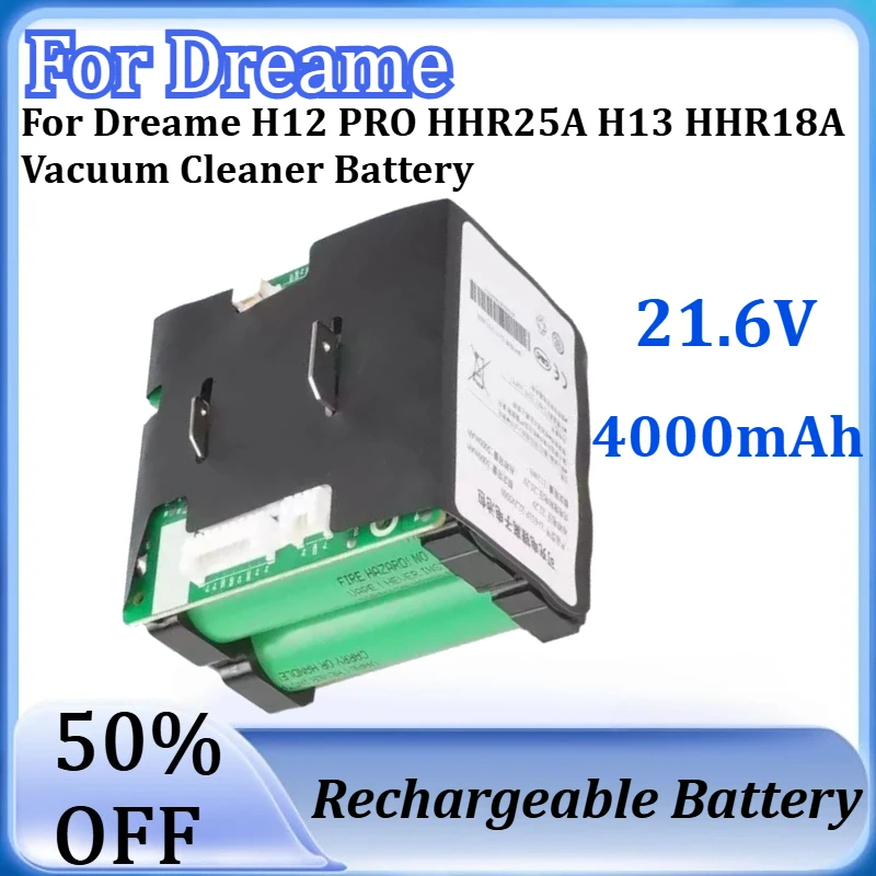 New High-Quality 4000mAh 21.6V Rechargeable Batteries for Dreame H12 PRO HHR25A H13 HHR18A Vacuum Cleaner Floor Cleaners