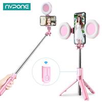 4in1 Wireless Bluetooth Compatible Selfie Stick LED Ring Light Extendable Handheld Monopod Live Tripod for iPhone 14 13  Android