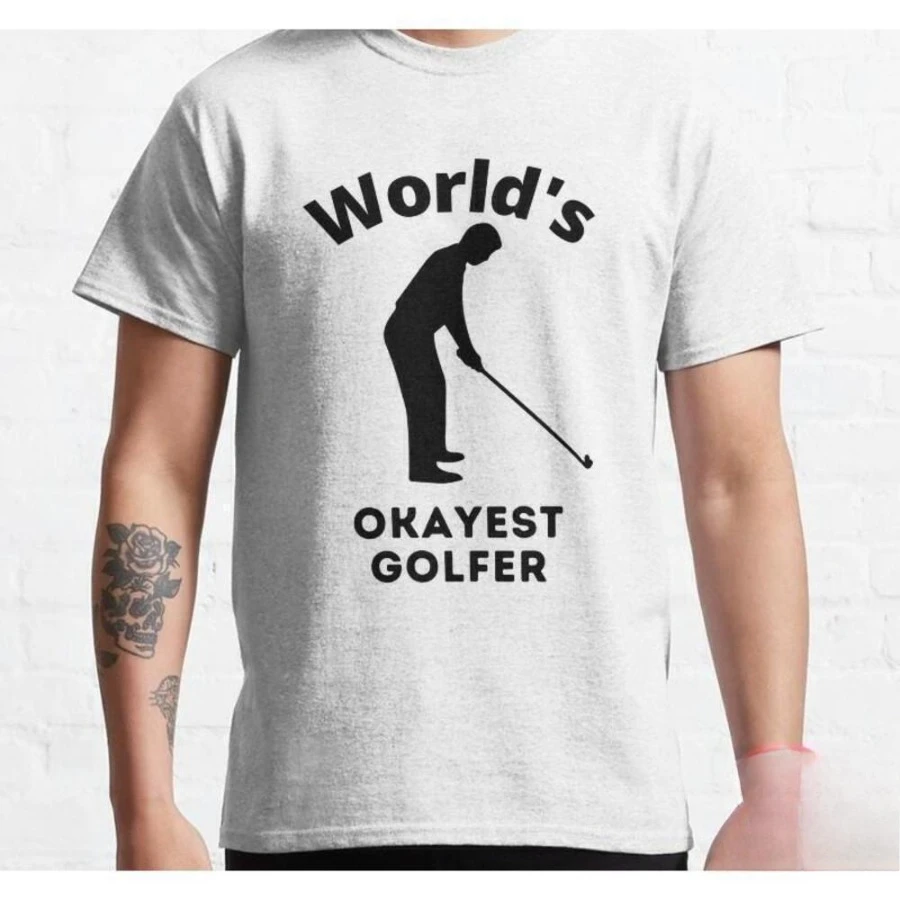 Vintage Funny Okayest Golfer Funny Sport Humor Graphic Unisex T-Shirt Y2K Men Short-sleeved Loose Casual Printed Top