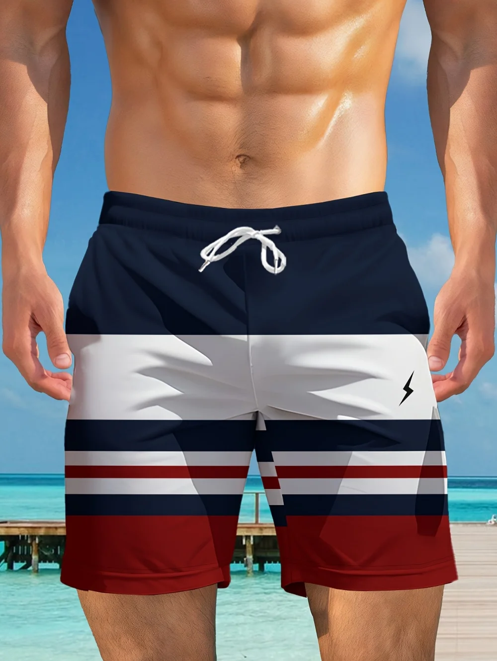 Men's Stylish Geometric Print Summer Shorts Drawstring Lightweight Streetwear Beach Outdoor Activities Plus Size Men's Clothes