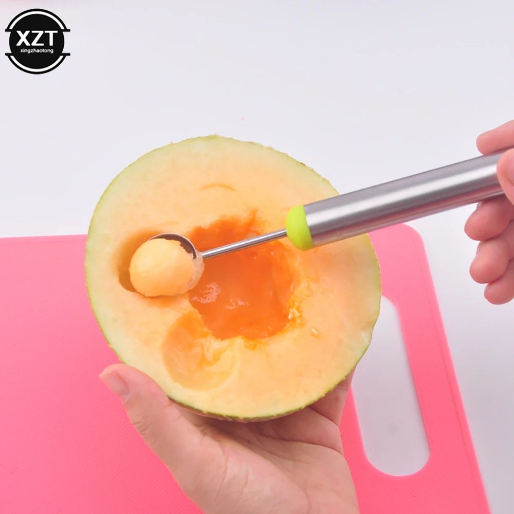 Cuchara de bola de sandía y melón, cuchara de fruta, helado, sorbete, herramienta de cocina de acero inoxidable, herramienta de plato de fruta, accesorios de cocina