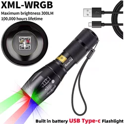 RGB telescopic zoom LED camera portrait photography light USB charging strong flashlight long-range flashlight