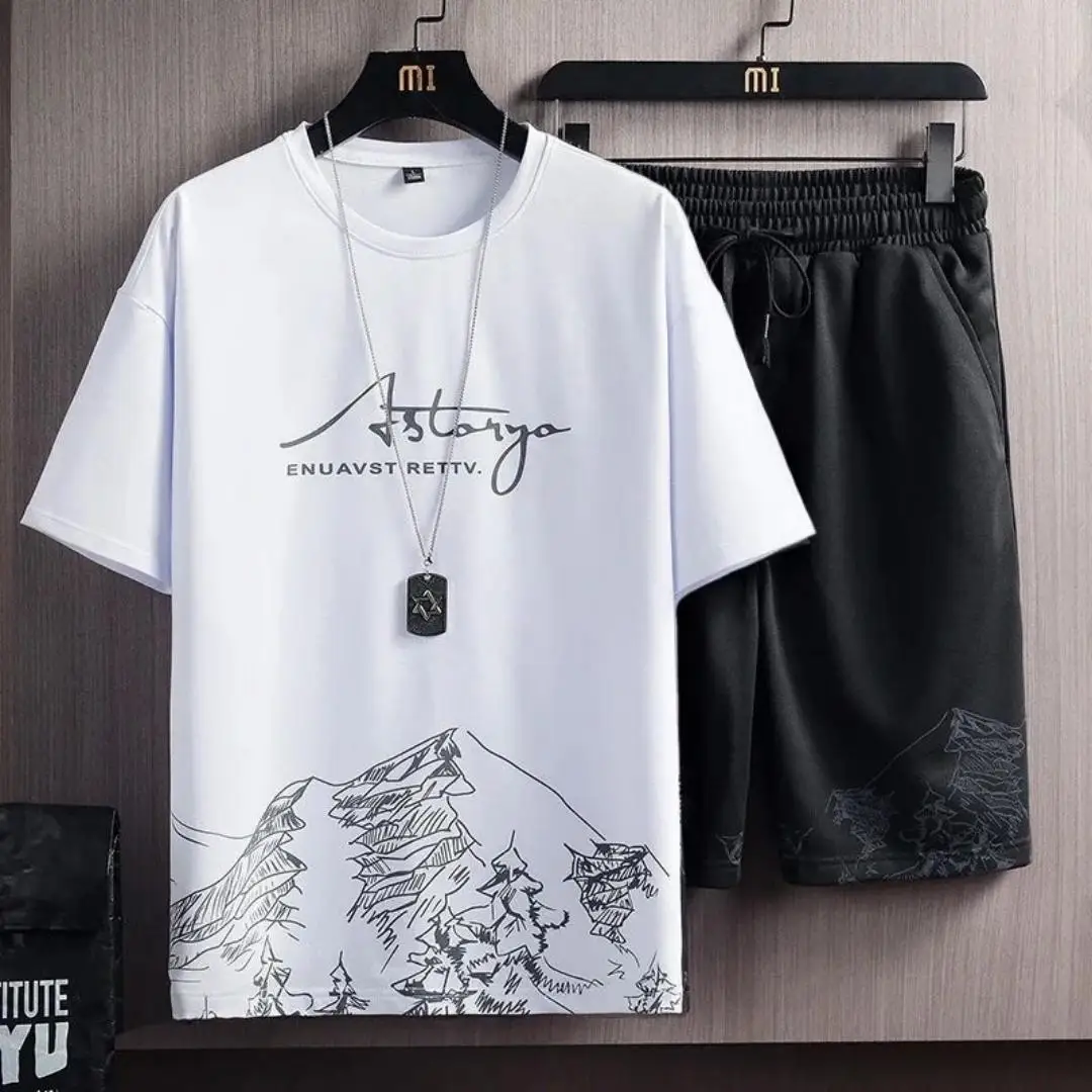 

2025 Summer New Casual Loose Fashion Soft and Comfortable Round Neck T-shirt Outdoor Breathable Short Sleeve Two Piece Set