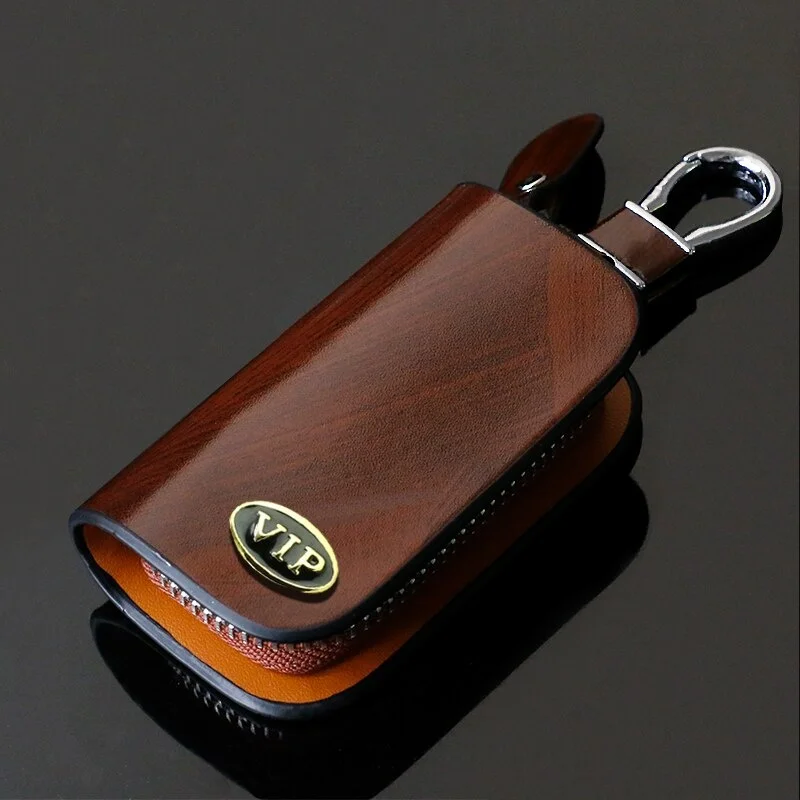 Uniwersalny skórzany VIP Smart Flip Remote Car Key Fob Shell Case Cover Holder Chain Bag Keychain Wallet Pouch Organizer Motorcycle — zdjęcie 4
