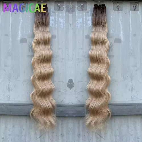 Imagen 2 del producto 30 pulgadas Rubio Ombre T1B/27 #   200g Body Wave Marrón M816 Piano 27/613 Astilla Blanco 60 #   Paquetes de armadura de pelo sintético resistentes al calor