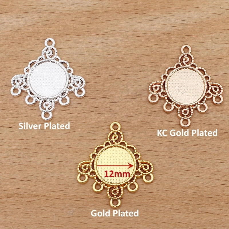 BoYuTe (50 Pieces/Lot) 26*29mm Alloy Porous Connector Pendant with 12mm Blank Base DIY Hand Made Jewelry Accessories Parts