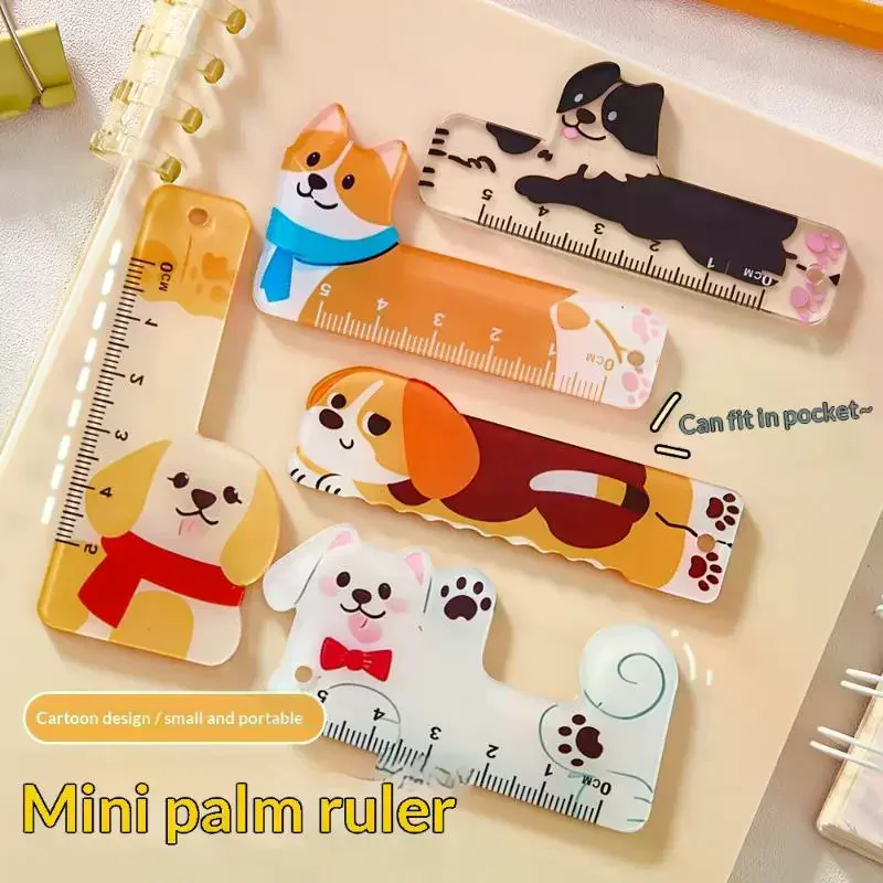 5Pcs 5cm Cartoon Animal Mini Plastic Rule Portable Bookmark Straight Ruler Pocket Measuring Tool Stationery Drawing Supplies