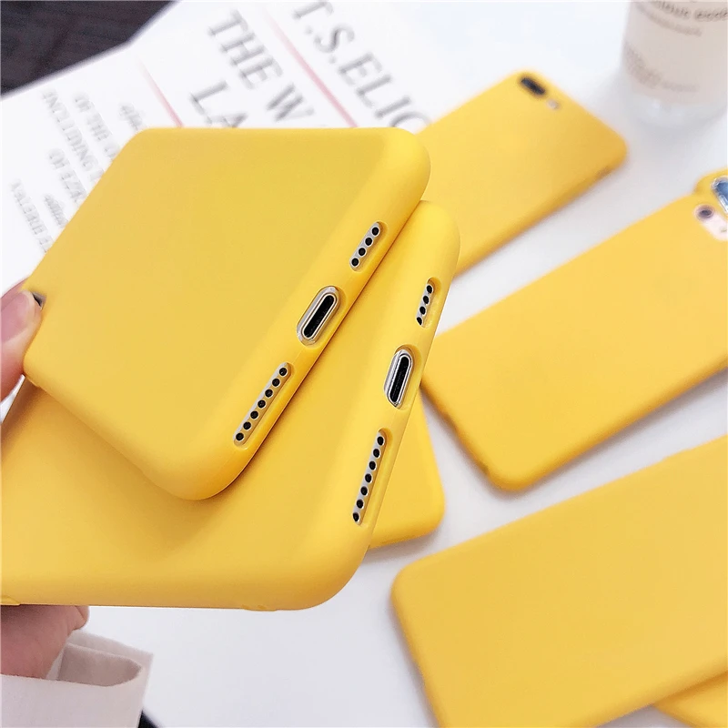 Yellow Protective Phone Case For Samsung Galaxy A73 A55 A54 A34 A25 A24 A15 A14 A05 A04 A03 Silicone Solid Color Soft TPU Cover