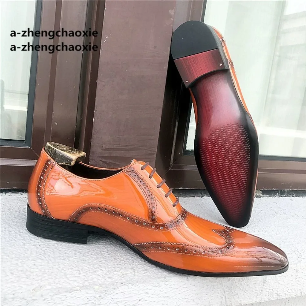 Fashion Men Oxfords Shoes High Quality Pointed Wedding Shoes for Men Luxury Brogue Dress Shoes Office Gentleman Man Flats 37-45