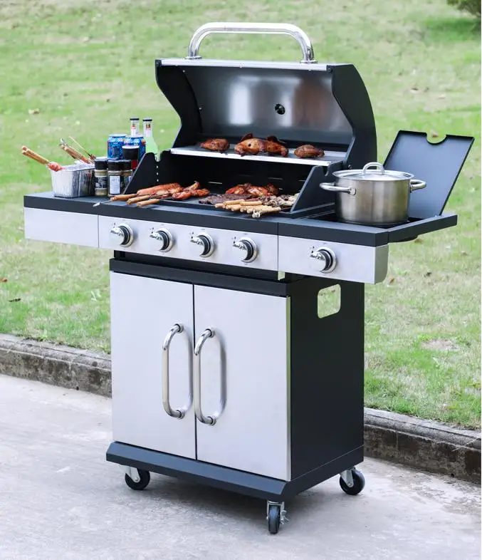 

13.7KW Stainless Steel 4+1 burner Gas BBQ Mixed Grill Indoor Family Event Party