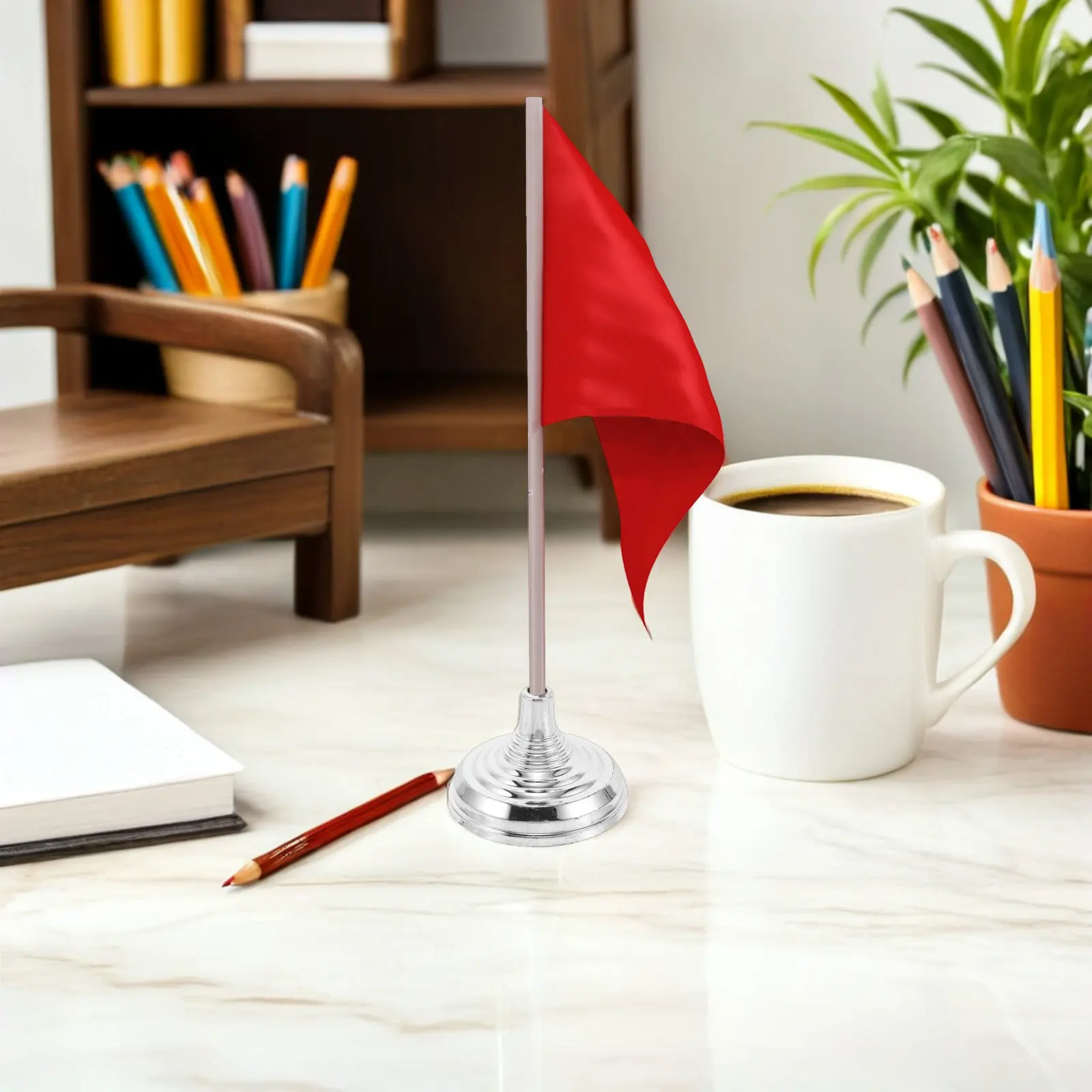 12Pcs Desk Flag Stand Base Silver Mini Tabletop Flag Holder Stable Round Plastic Base for Office Meetings Conference Classroom