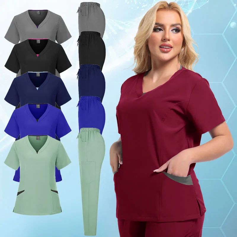 

Многоцветная больничная спецодежда для медсестры, женская медицинская форма, наборы скрабов, костюм доктора, мужской костюм для ухода за домашними животными, скрабы для кормления, оптовая продажа