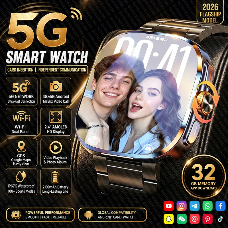 New Fashion Men 5G Video Call Smart Watch 4G WiFi 32GB Memory APP Download GPS 2100mAh Battery Women Camera Android Smartwatches