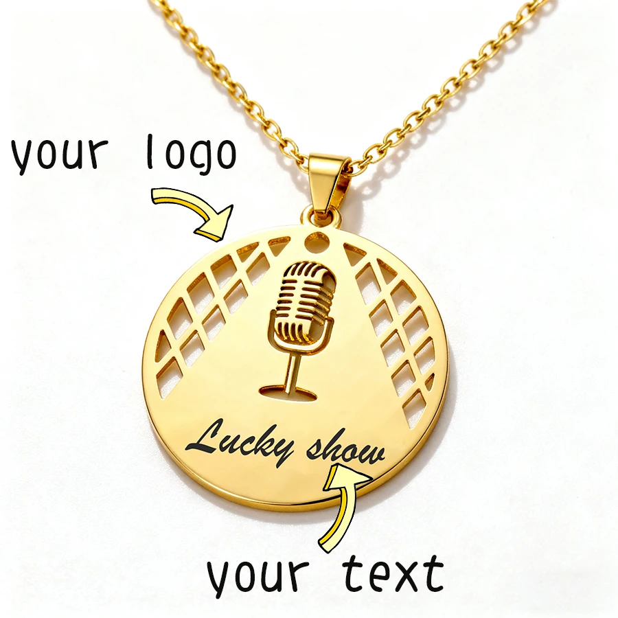 

Circle Chain collares Custom Your Logo Text Pendant Necklace Stainless Steel Personalized Gifts for Woman Man Necklace Jewelry