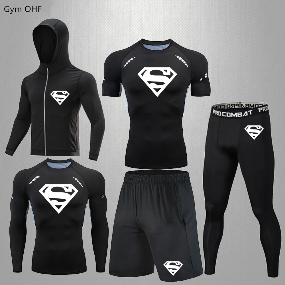 Man Sportswear Quick Dry Rashgard Sport Shirt Men Compression Pants Gym Running Shirt Men Fitness Leggings Clothes Tight Suit