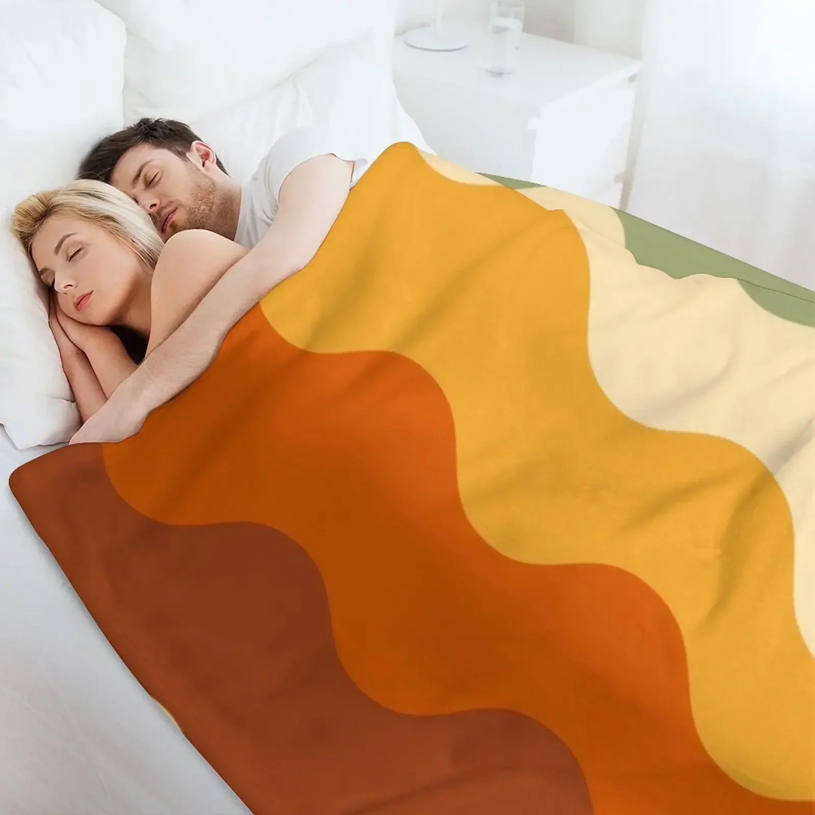 

Ретро лучи Groovy 1970-х годов оливково-ржа желтый оранжевый бежевый пледы постельное белье диванные одеяла