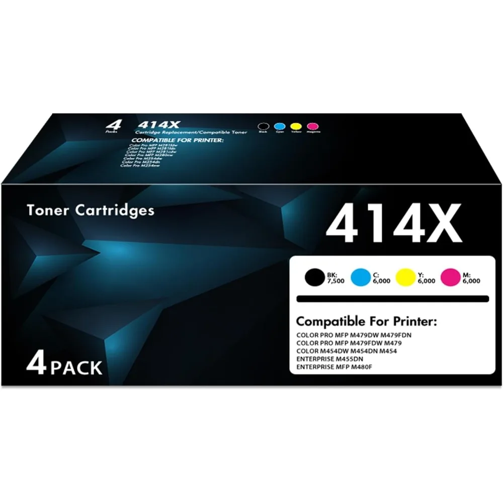 

414X Toner Cartridges 4 Pack (with Chip)| Replacement for 414X 414A W2020X W2020A Works for Color Pro MFP M479fdw M479fdn