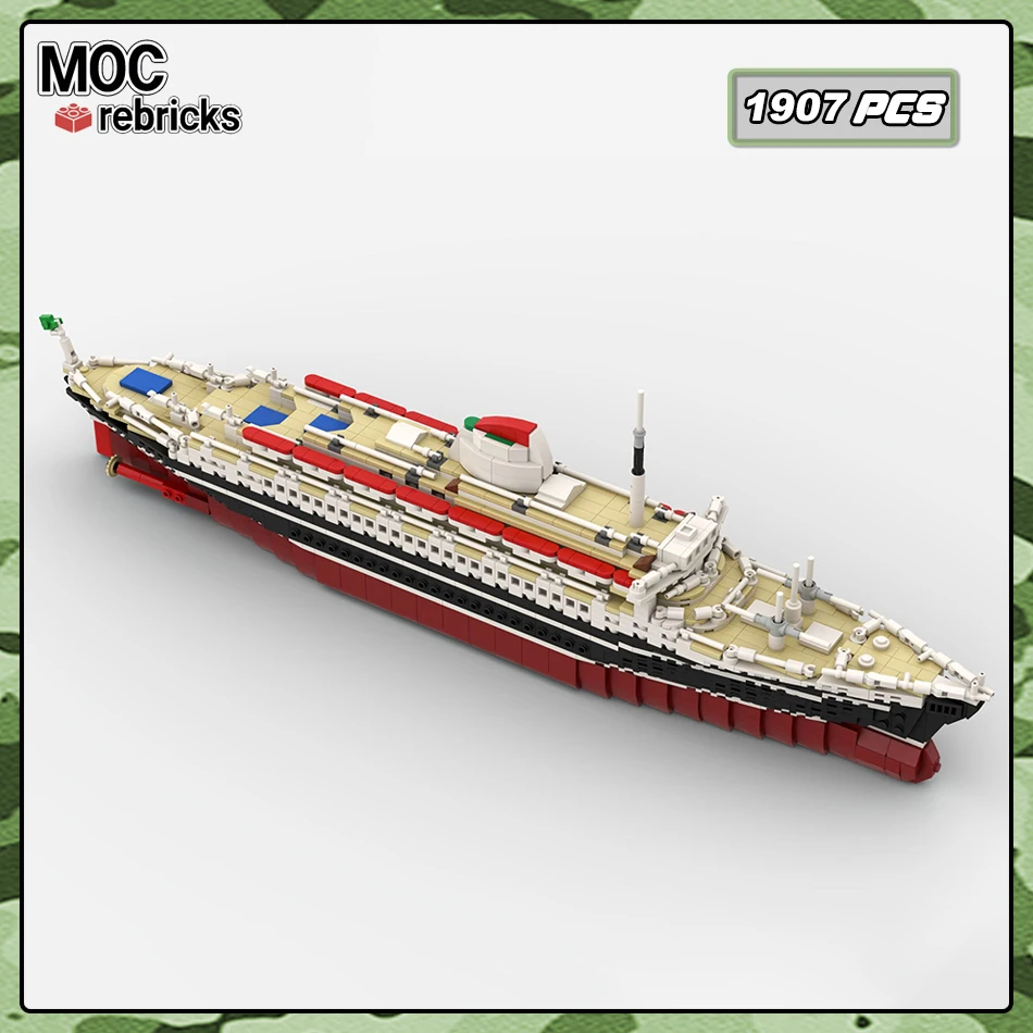 MOC-175846 Andrea Doria Mini zestaw klocków słynne zatopione statki modelują kreatywnych ekspertów klocki zabawkowe prezent na biurko