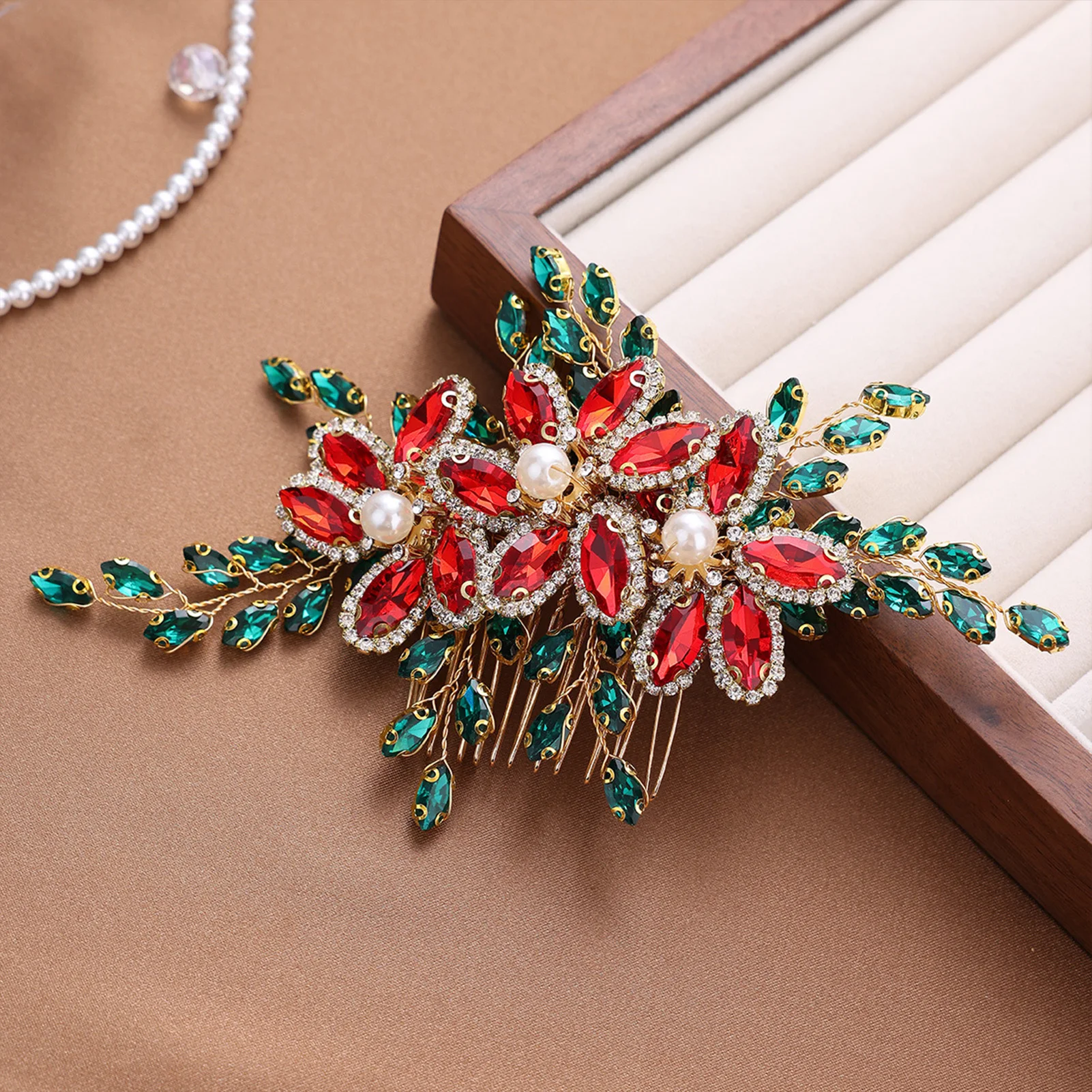 

Glazed Flower Hair Comb With Pearl Bridal Wedding Hair Accessories Guest Marriage Headpiece Fashion Party Hairpin Side Clip Gift