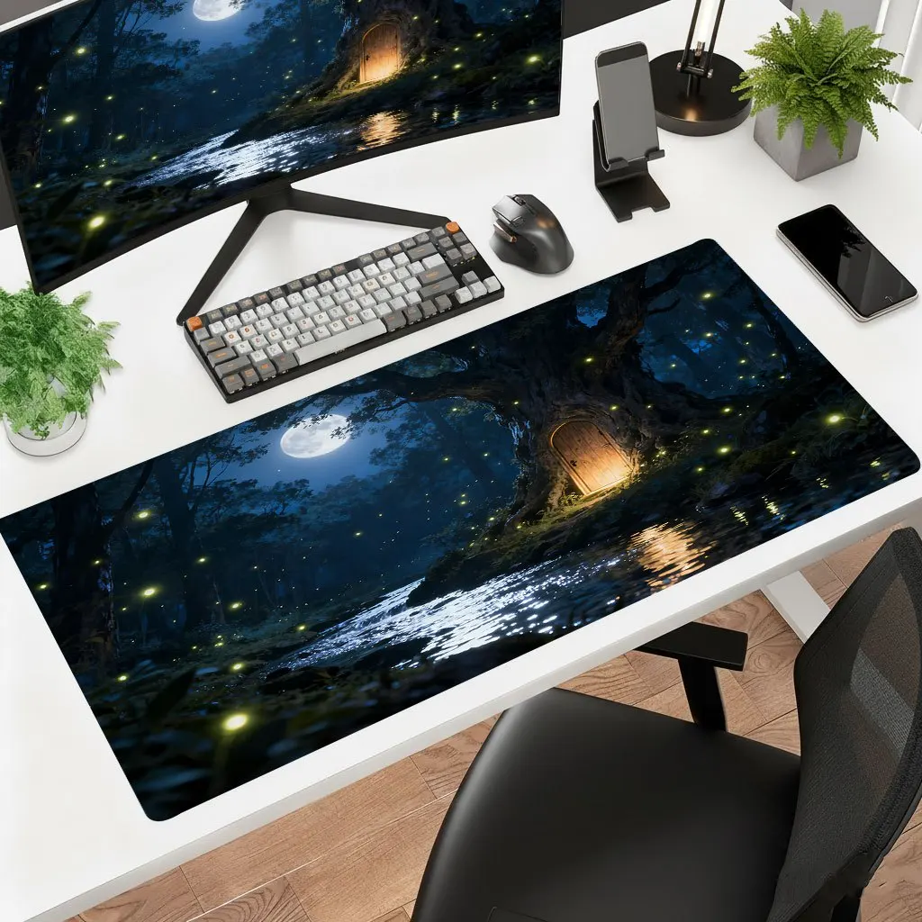 Moonlight Forest Iron Art Mouse Pad Ultra HD Dynamic Art Desk Mat Non-Slip Rubber Washable Gaming Office Laptop Keyboard