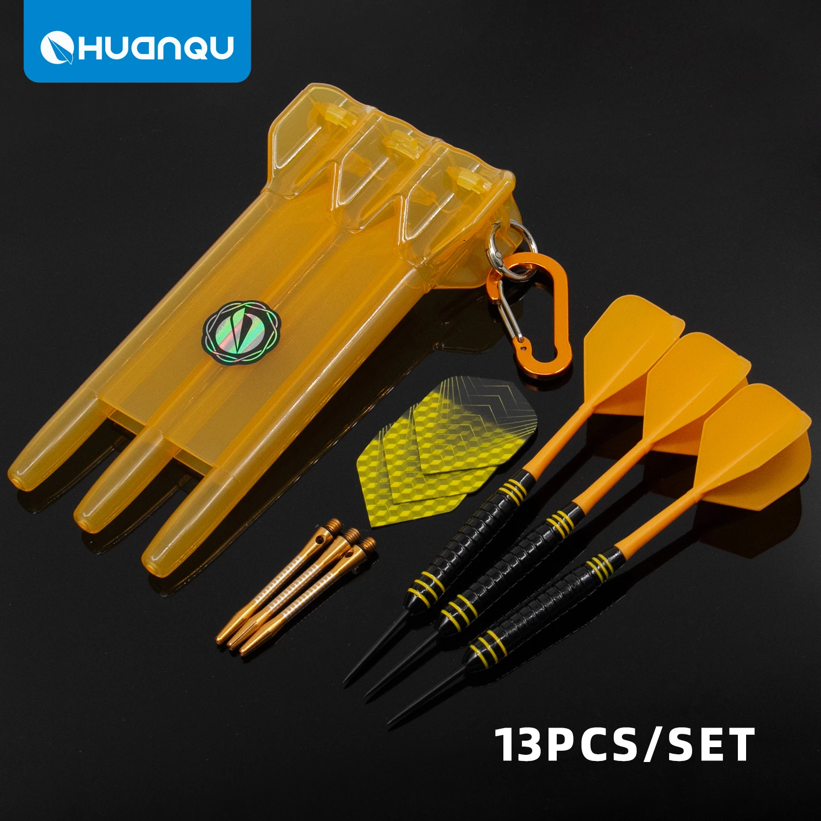 

Huanqu Brass Dart Set Professional Integrated Dart Set Includes Spare Aluminum Shafts Pet Dart Flights Portable Storage Box Universal Dart Set for Home Bar Outdoor Travel Perfect Holiday Gift
