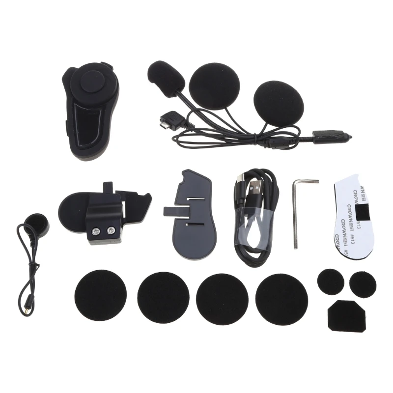 Motorcycle Bluetooth-compatible Headset Helmet Intercom Headset with Noise Cancellation Stereo Music IPX6 Waterproof GTWS