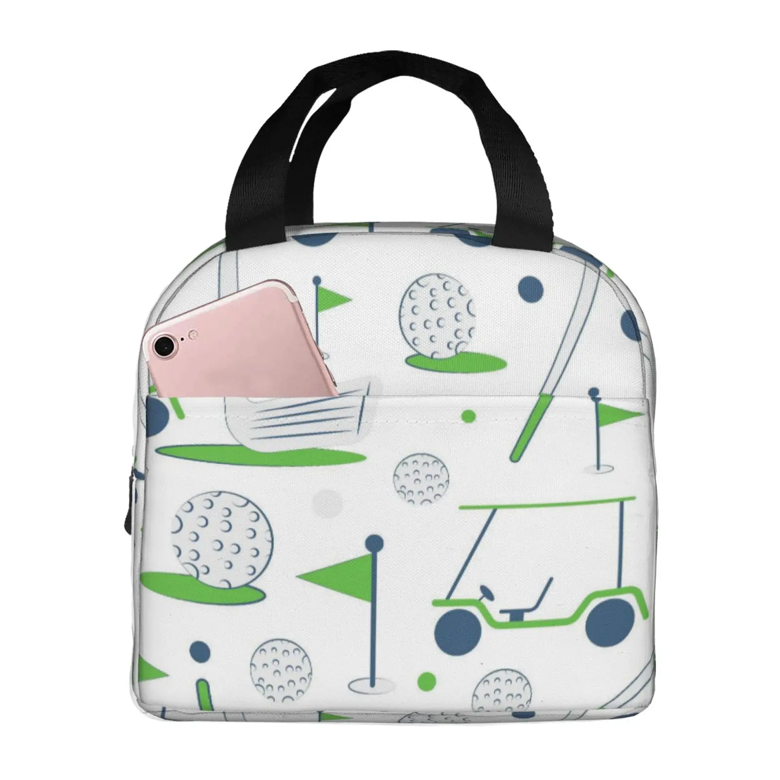Golf Enthusiast Sports Pattern Insulated Lunch Box Leak-proof Thermal Cooler Lunch Bag for Men Women Kids Work Trip Picnic