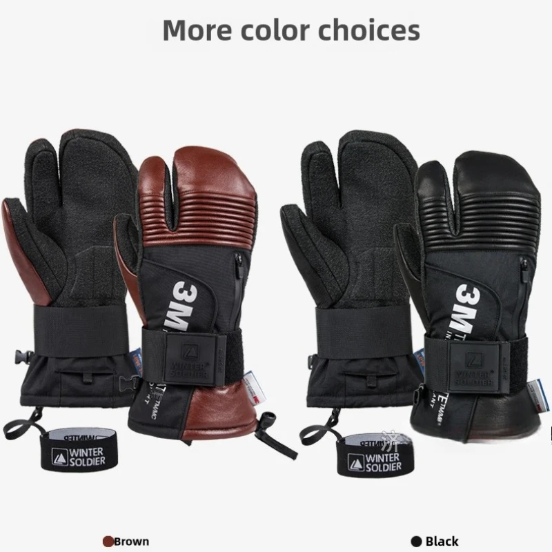 

3M Waterproof Professional Ski/Boarding Sports Warmth and Waterproof Wrist Guard Gloves, Suitable for Snowmobiles