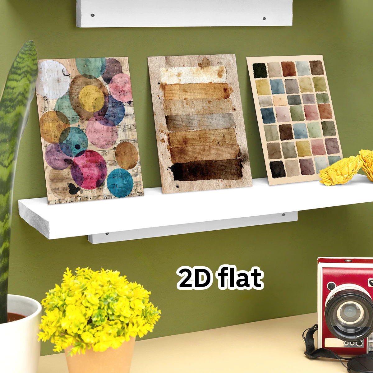 20pcs Vintage Watercolor Paint Swatch Palette Art Postcards,Studio Gallery Wall Collage,Gift Package Insert Decorative Note Card