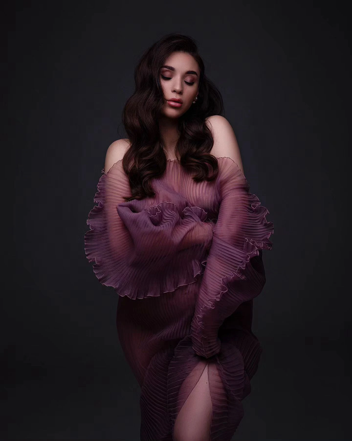 Robe de grossesse transparente en tulle plissé pour femme enceinte, tenue de fête préChristophe, pour séance photo, sexy, à la mode