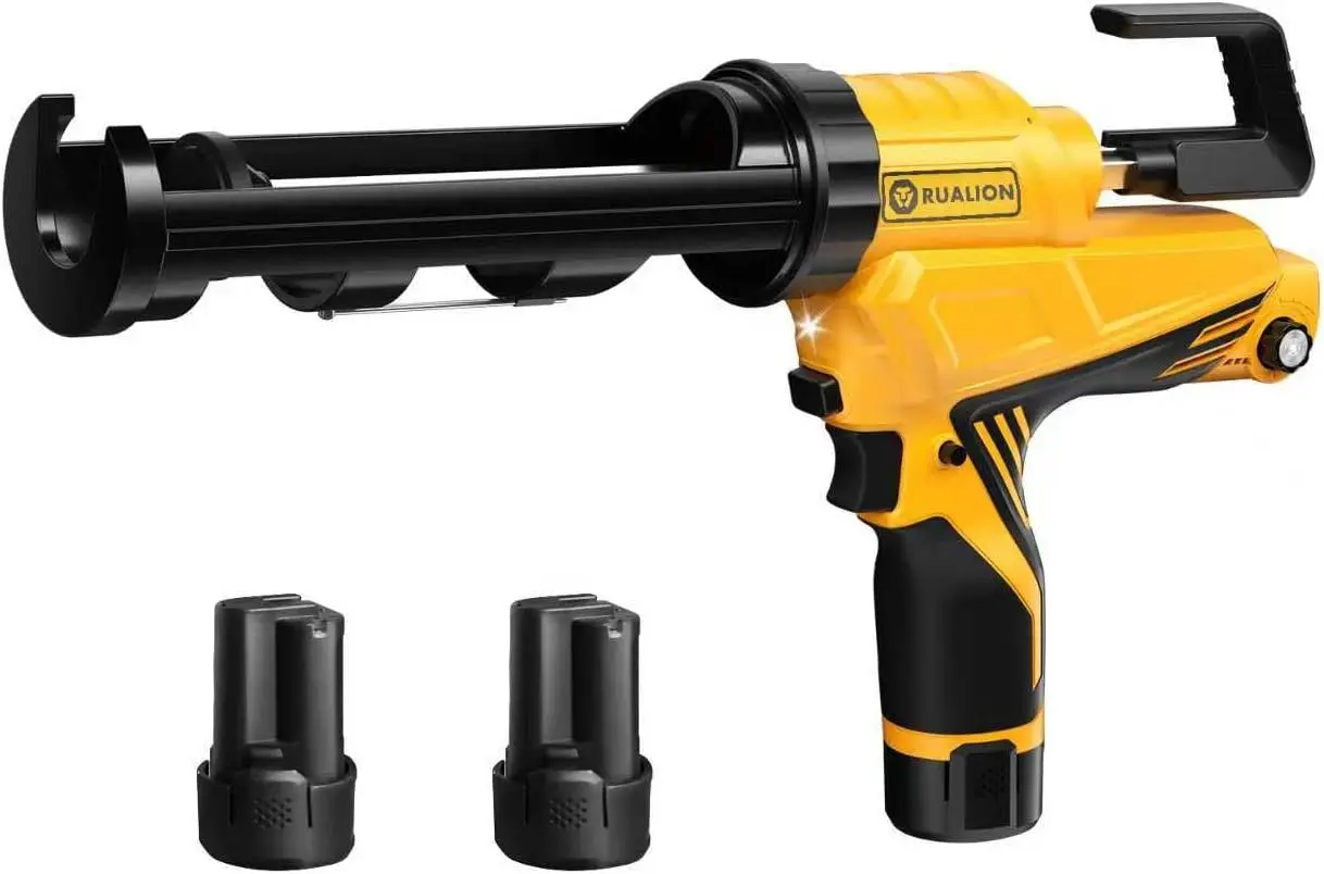

Electric Caulk Gun 4000N Force, Cordless Variable Speed, 10 oz with Rotating Cradle & Auto Flow Stop, 2x 12V 2.0 Ah Batteries