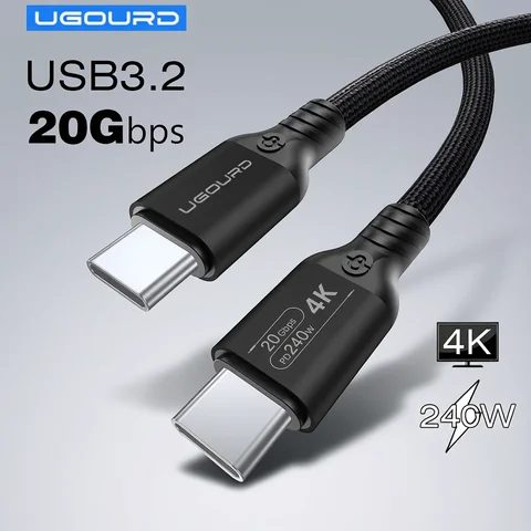 Full Function 20Gbps Type C Cable USB3.2 Gen2 *2 USB C 20G Data Transfer Cord USB 3 240W Fast Charge Cable 4K For Hub 0.2m 3m 5m