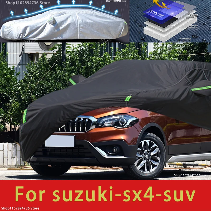 

For SUZUKI SX4 Fit Outdoor Protection Car Covers Snow Cover Sunshade Waterproof Dustproof Exterior black car cover