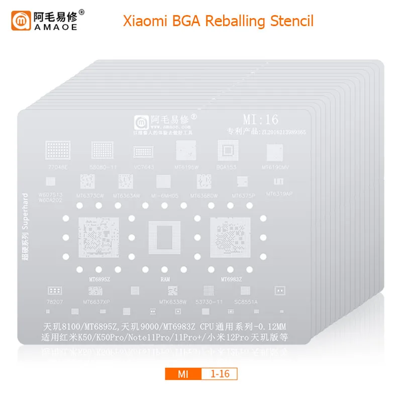 

Amaoe для Xiaomi Mi Redmi Note BGA трафарет для реболлинга Материнская плата Процессор NAND IC чип покрытие оловянный шаблон паяльная стальная сетка