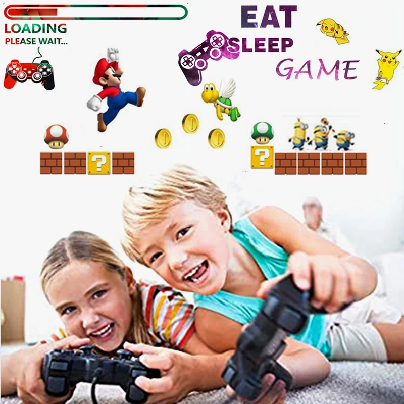 3D Video Game Vinyl Wall Stickers Gaming Theme Anime Poster Gamer Boy Girl Gamepad Wallpaper Home Decoration for Kids Room