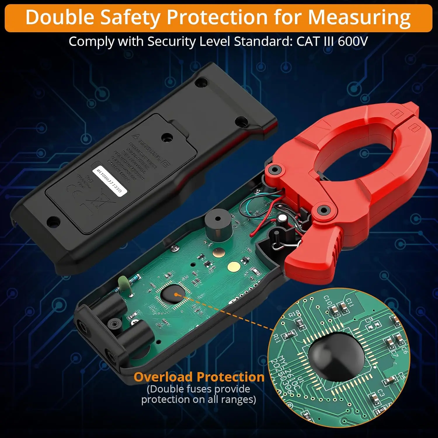 Clamp Meter 4000 Counts TRMS AC/DC Tegangan 600A Auto Range Multimeter Digital dengan Kapasitansi Kontinuitas Resistansi NCV Dioda T