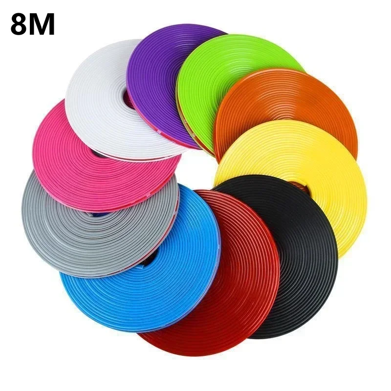 8 Meters Car Wheel Rim Blades Protector Line Tire Guard Decorative Strip Rubber Moulding Trim More Color Car Sticker Styling