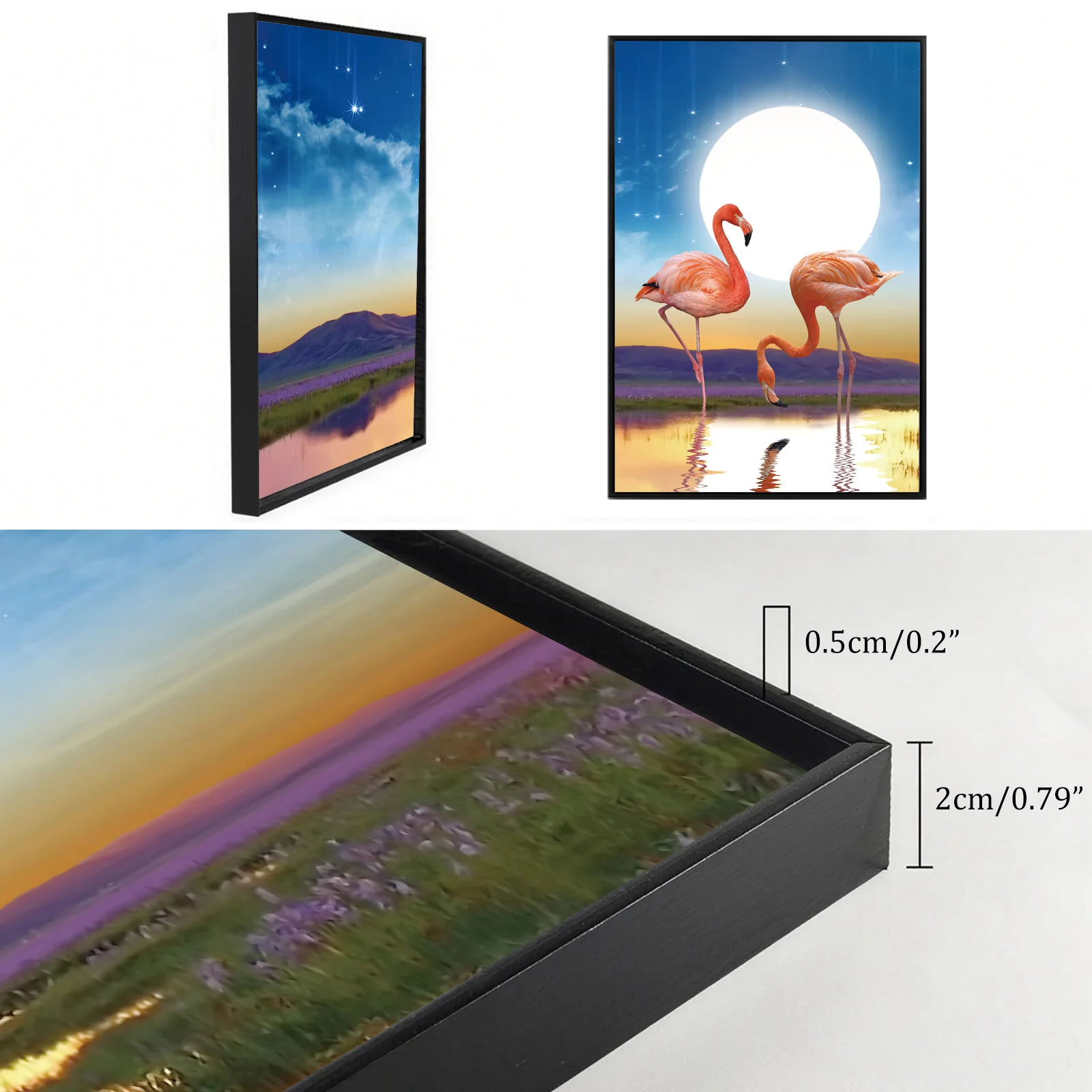 3 Panel Seascape Landscape Wall Art, 16x24 Inch Scenic Animal Text Framed Wall Prints Home Decor
