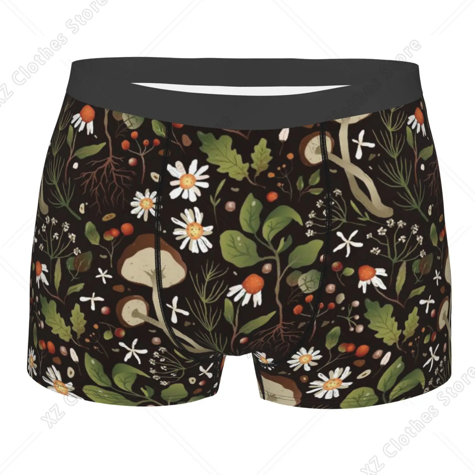 Mushroom and Floral Pattern Men Underwear Boxers Breathable Mens Boxershorts Men's Panties Underpants Man Boxers Briefs Trunks