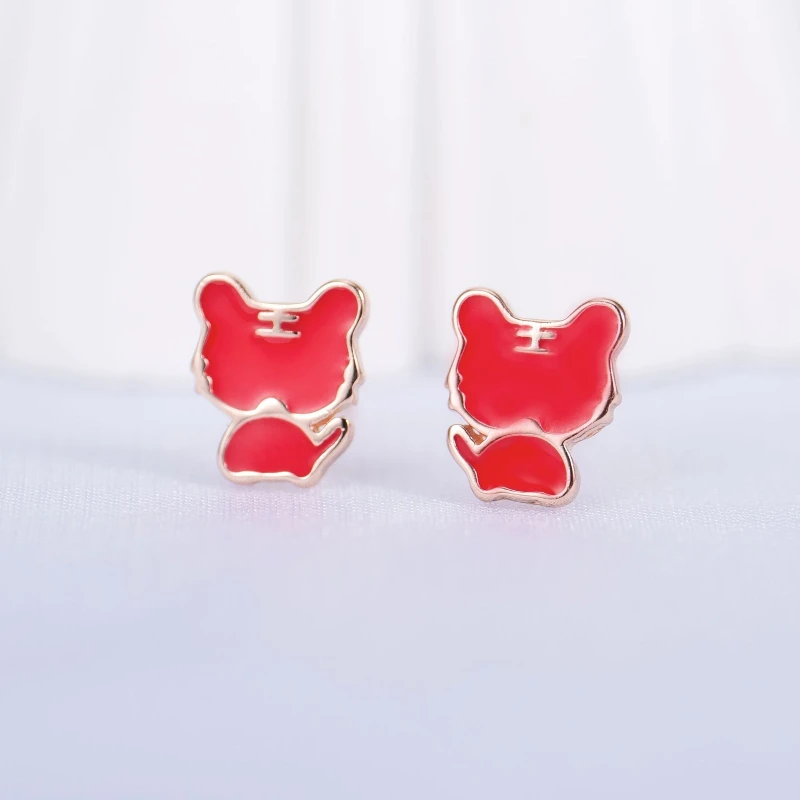 

925 Sterling Silver Stud Earrings Fashionable Unique Simple Exquisite Design Zodiac Sign Tiger Cartoon Design for Women