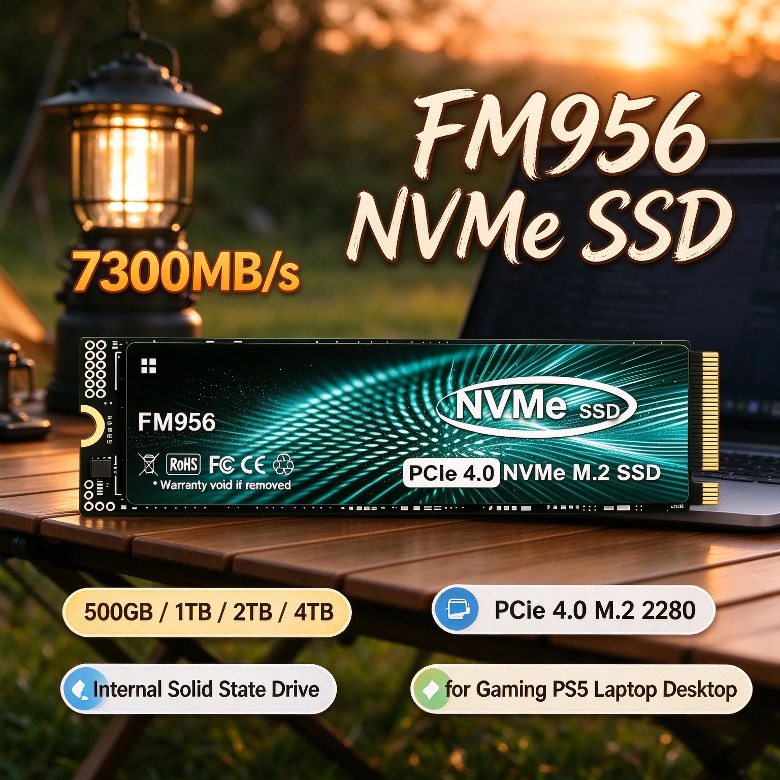PCIe 4.0 NVMe M.2 SSD Cut Load Times, Boost FPS, Expand Storage FM956 7300MB/s 500GB 4TB Desktop/Laptop/PS5 1TB 2TB 4TB