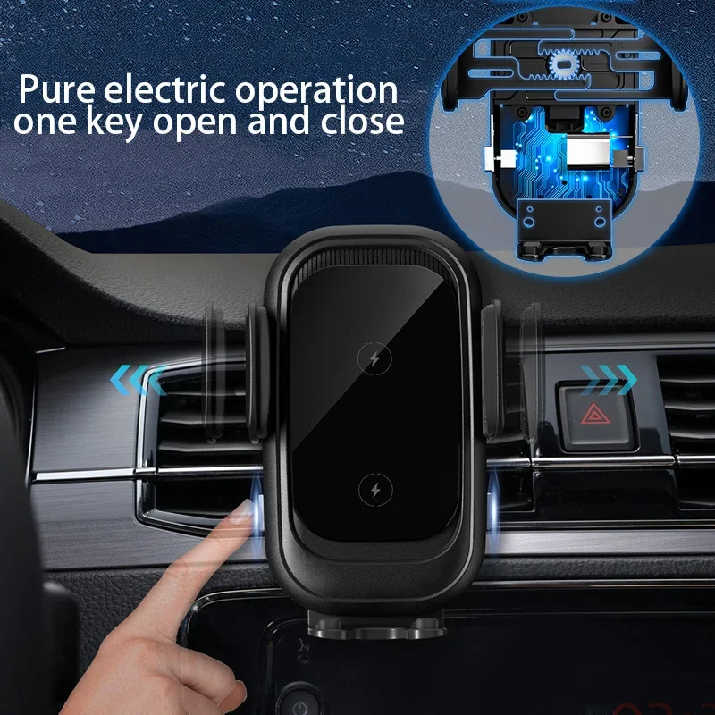 CW30 Car Mobile Phone Stand Wireless Quick Charge Intelligent Induction Magnetic Suction Charging 15W Quick Charge Double Coil