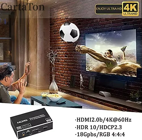 EARC HDMI Audio Extractor Converter 4K60Hz,HDMI 2.0 to HDMI Audio Extractor Switch 18Gbps with 7.1CH Atmos/Toslink/Coaxial