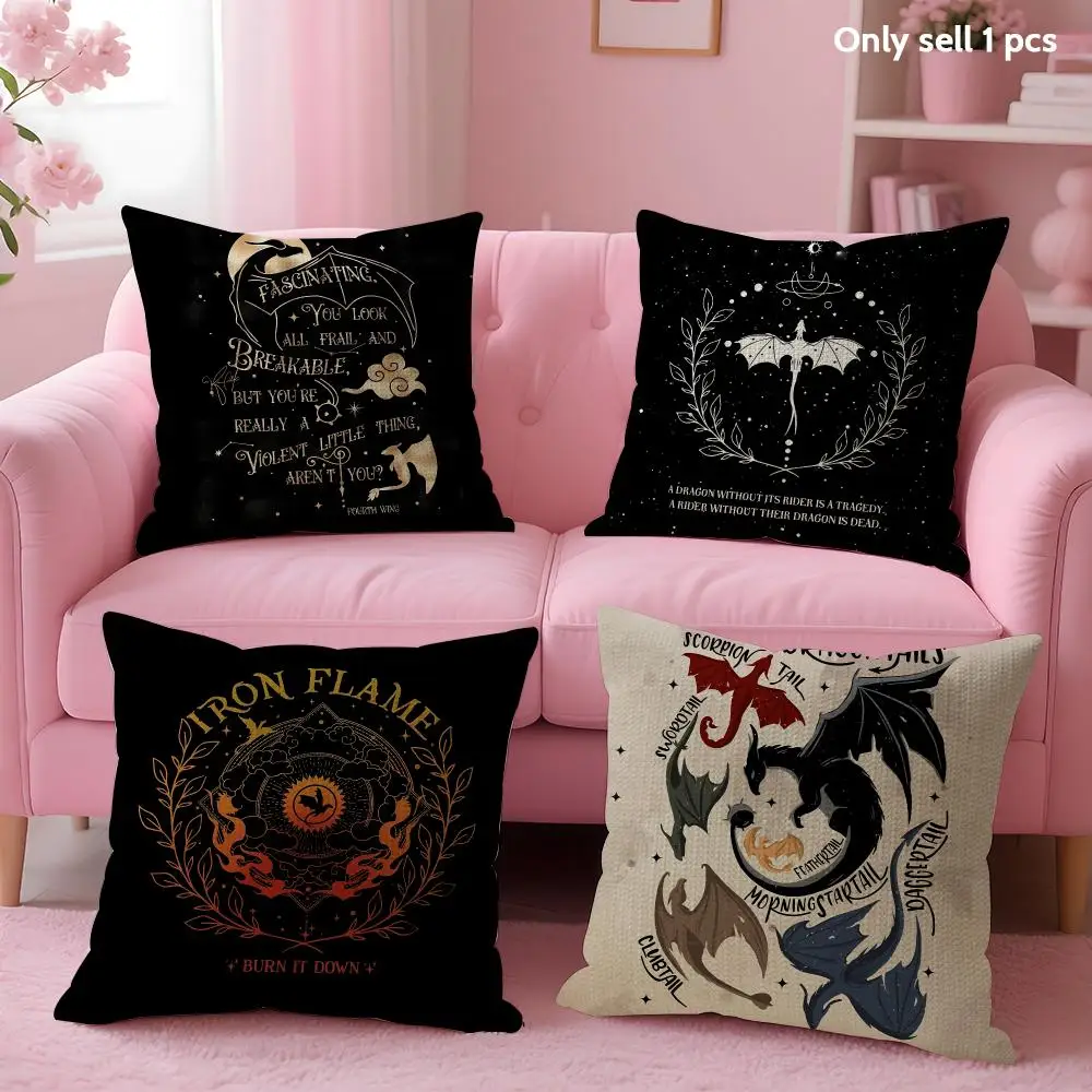 Anime F-Fourth W-Wing Dragon Cushion Cover Natural Linen Organic Fabric Double-Sided Printing Sofa Home Decor Gift Pillow Case