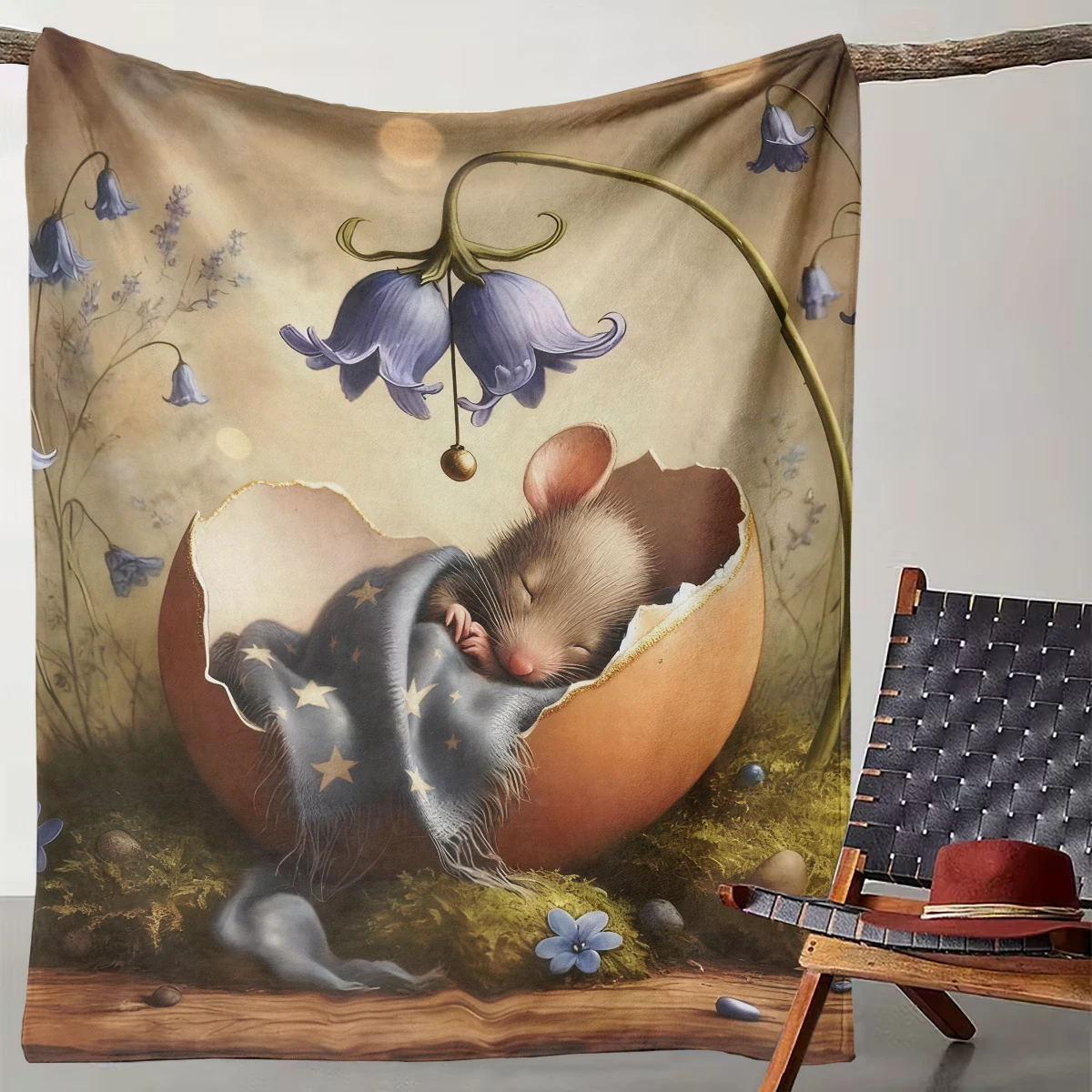 

1 pastoral style long-haired cow family blanket Daisy windmill fresh flannel throw blanket